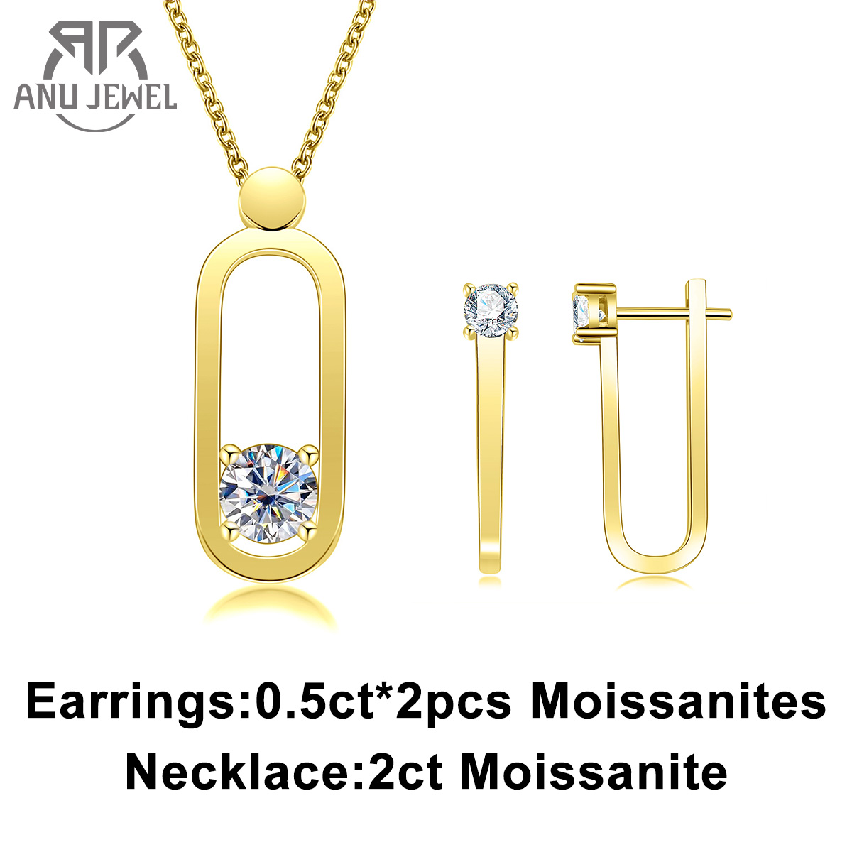 Ansi Chain - AnuJewel 2ct D Color Moissanite Pin